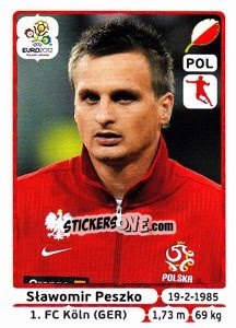 Sticker Sławomir Peszko - UEFA Euro Poland-Ukraine 2012 - Panini