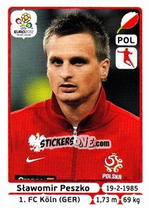 Sticker Sławomir Peszko - UEFA Euro Poland-Ukraine 2012 n. 72 - Panini