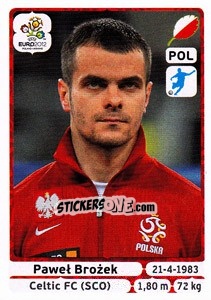 Sticker Paweł Brożek - UEFA Euro Poland-Ukraine 2012 n. 73 - Panini