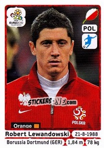 Sticker Robert Lewandowski - UEFA Euro Poland-Ukraine 2012 n. 74 - Panini