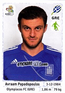 Sticker Avraam Papadopoulos - UEFA Euro Poland-Ukraine 2012 - Panini