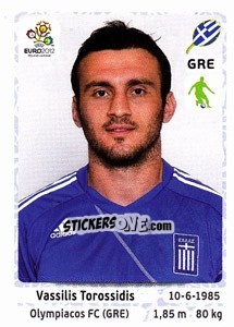 Sticker Vasilis Torosidis - UEFA Euro Poland-Ukraine 2012 - Panini