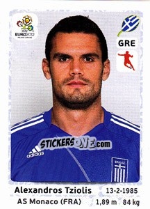 Sticker Alexandros Tziolis - UEFA Euro Poland-Ukraine 2012 - Panini