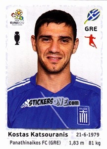 Sticker Kostas Katsouranis - UEFA Euro Poland-Ukraine 2012 n. 95 - Panini