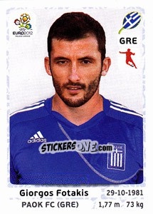 Sticker Giorgos Fotakis - UEFA Euro Poland-Ukraine 2012 - Panini
