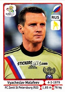 Sticker Vyacheslav Malafeev - UEFA Euro Poland-Ukraine 2012 n. 114 - Panini