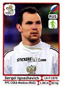 Sticker Sergei Ignashevich - UEFA Euro Poland-Ukraine 2012 - Panini