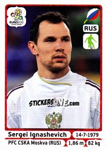 Sticker Sergei Ignashevich - UEFA Euro Poland-Ukraine 2012 n. 115 - Panini