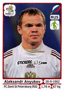 Sticker Aleksandr Anyukov - UEFA Euro Poland-Ukraine 2012 n. 116 - Panini