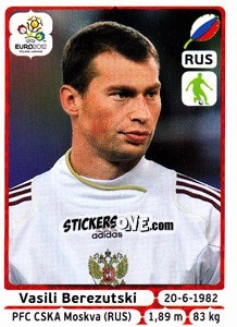 Sticker Vasili Berezutski - UEFA Euro Poland-Ukraine 2012 - Panini