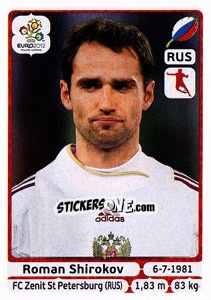 Sticker Roman Shirokov - UEFA Euro Poland-Ukraine 2012 n. 122 - Panini