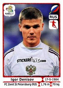 Sticker Igor Denisov - UEFA Euro Poland-Ukraine 2012 n. 124 - Panini