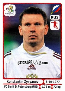 Sticker Konstantin Zyryanov - UEFA Euro Poland-Ukraine 2012 - Panini