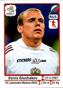 Sticker Denis Glushakov - UEFA Euro Poland-Ukraine 2012 - Panini