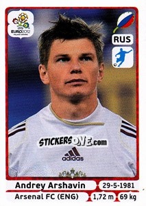Sticker Andrey Arshavin - UEFA Euro Poland-Ukraine 2012 n. 129 - Panini