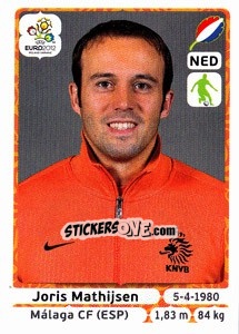Sticker Joris Mathijsen - UEFA Euro Poland-Ukraine 2012 n. 174 - Panini