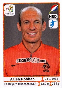Sticker Arjen Robben - UEFA Euro Poland-Ukraine 2012 n. 186 - Panini