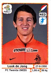Sticker Luuk de Jong - UEFA Euro Poland-Ukraine 2012 n. 187 - Panini