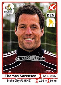 Sticker Thomas Sørensen - UEFA Euro Poland-Ukraine 2012 n. 200 - Panini