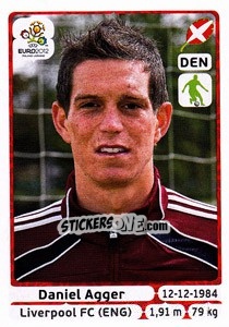 Sticker Daniel Agger - UEFA Euro Poland-Ukraine 2012 n. 202 - Panini