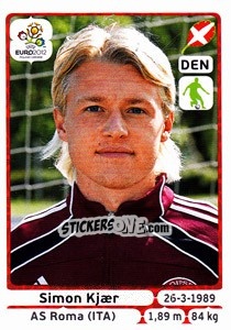 Sticker Simon Kjaer - UEFA Euro Poland-Ukraine 2012 n. 203 - Panini