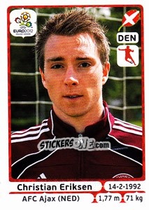 Sticker Christian Eriksen - UEFA Euro Poland-Ukraine 2012 n. 215 - Panini