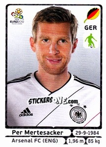 Sticker Per Mertesacker - UEFA Euro Poland-Ukraine 2012 n. 233 - Panini