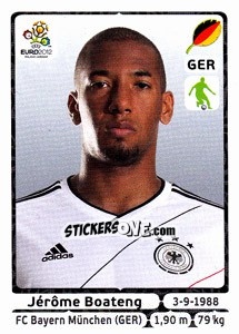 Sticker Jérôme Boateng - UEFA Euro Poland-Ukraine 2012 n. 234 - Panini