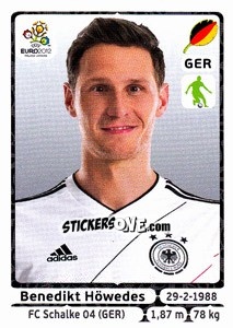 Sticker Benedikt Höwedes - UEFA Euro Poland-Ukraine 2012 n. 236 - Panini
