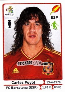 Sticker Carles Puyol - UEFA Euro Poland-Ukraine 2012 n. 289 - Panini