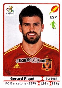 Sticker Gerard Piqué - UEFA Euro Poland-Ukraine 2012 n. 290 - Panini