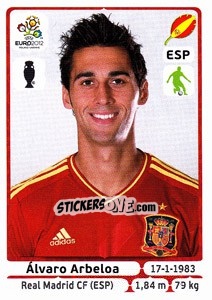 Sticker álvaro Arbeloa - UEFA Euro Poland-Ukraine 2012 n. 292 - Panini