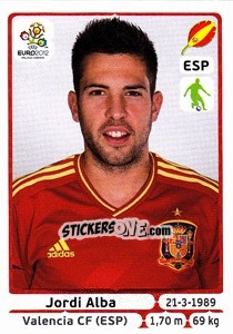 Sticker Jordi Alba - UEFA Euro Poland-Ukraine 2012 n. 293 - Panini