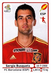 Sticker Sergio Busquets - UEFA Euro Poland-Ukraine 2012 n. 295 - Panini