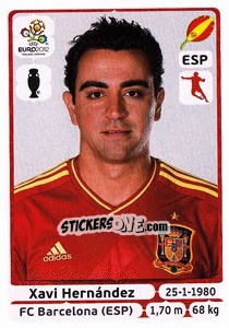 Sticker Xavi Hernández - UEFA Euro Poland-Ukraine 2012 n. 296 - Panini