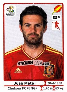 Sticker Juan Mata - UEFA Euro Poland-Ukraine 2012 n. 301 - Panini