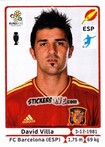 Sticker David Villa - UEFA Euro Poland-Ukraine 2012 n. 304 - Panini