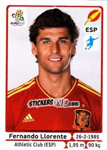 Sticker Fernando Llorente - UEFA Euro Poland-Ukraine 2012 n. 306 - Panini