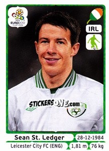 Sticker Sean St. Ledger - UEFA Euro Poland-Ukraine 2012 n. 348 - Panini