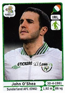 Sticker John O'Shea - UEFA Euro Poland-Ukraine 2012 n. 349 - Panini