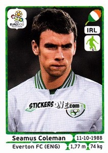 Sticker Seamus Coleman - UEFA Euro Poland-Ukraine 2012 n. 351 - Panini