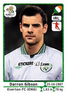 Sticker Darron Gibson - UEFA Euro Poland-Ukraine 2012 n. 352 - Panini