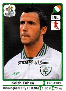 Sticker Keith Fahey - UEFA Euro Poland-Ukraine 2012 n. 353 - Panini
