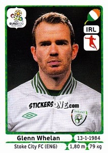 Sticker Glenn Whelan - UEFA Euro Poland-Ukraine 2012 n. 354 - Panini