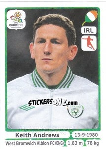 Sticker Keith Andrews - UEFA Euro Poland-Ukraine 2012 n. 356 - Panini