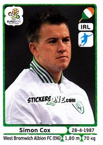 Sticker Simon Cox - UEFA Euro Poland-Ukraine 2012 n. 361 - Panini