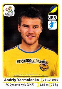 Sticker Andriy Yarmolenko - UEFA Euro Poland-Ukraine 2012 - Panini
