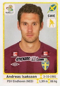 Sticker Andreas Isaksson - UEFA Euro Poland-Ukraine 2012 n. 432 - Panini