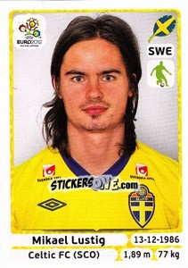 Sticker Mikael Lustig - UEFA Euro Poland-Ukraine 2012 - Panini