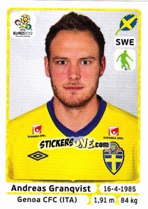 Sticker Andreas Granqvist - UEFA Euro Poland-Ukraine 2012 n. 437 - Panini